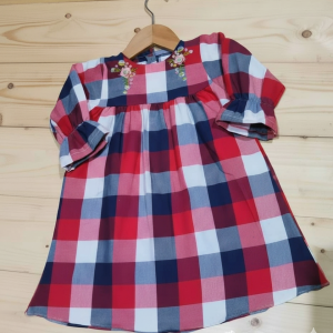 WOW Branded Plaid Flannel Embroidered Top