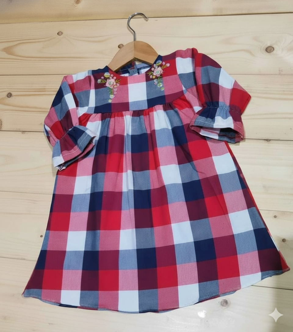 WOW Branded Plaid Flannel Embroidered Top