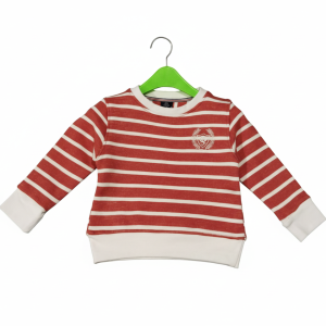 Classic Striped Fleece Sweatshirt with Embroidered Motif