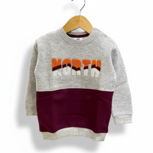 Branded Two-Tone Fleece Sweatshirt with 'NORTH' Embroidery