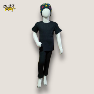 Black Waffle Knit Thermal Suit