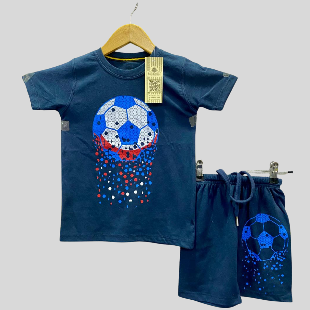 Boys Soccer Ball Graphic T-shirt and Shorts Set - Summer Clearance