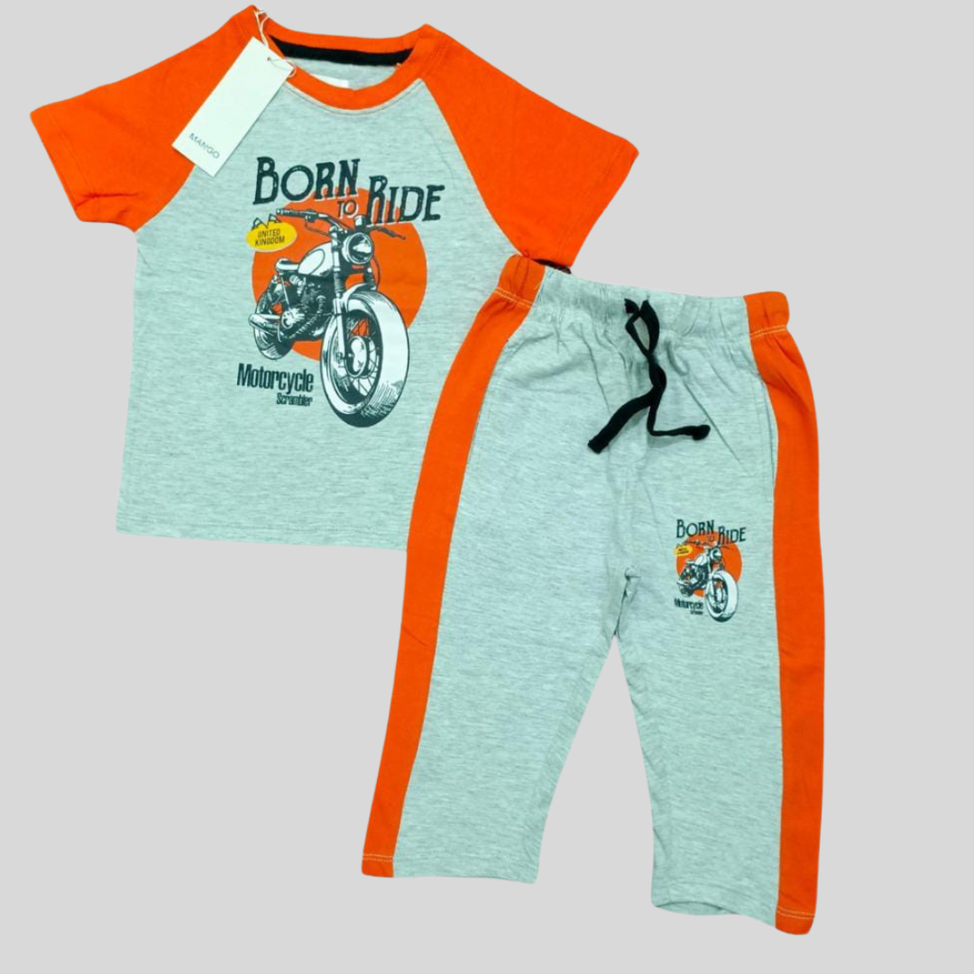 Boys 'Born to Ride' Orange & Grey T-shirt and Pants Set