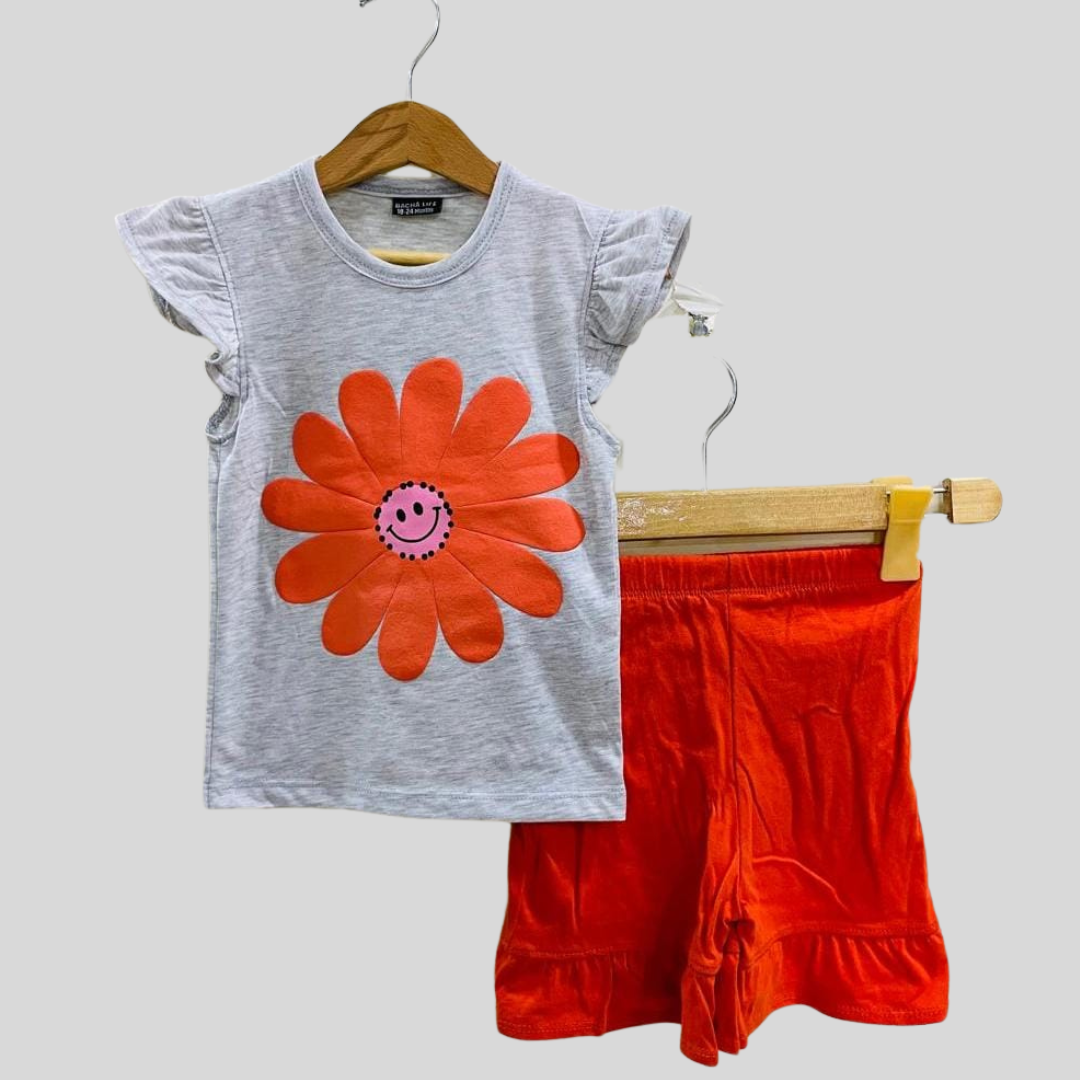 Orange & Grey Smiley Flower