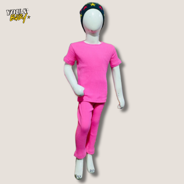 Pink Waffle Knit Thermal Set