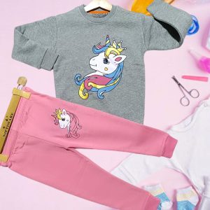 Unicorn Glitter Printed Kids' Fleece Set