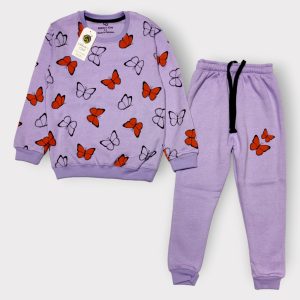 Girls' Purple Butterfly Sweatsuit