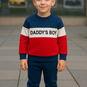 Boys' Premium 'Daddy's Boy' Color Block Fleece Tracksuit