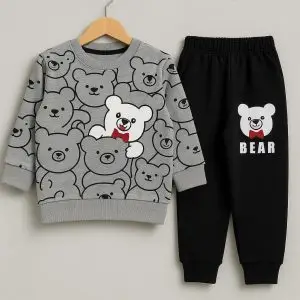 Boys' Adorable Teddy Bear All-Over Print Fleece Tracksuit
