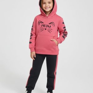 Kids' Adorable 3D Panda Hooded Fleece Tracksuit
