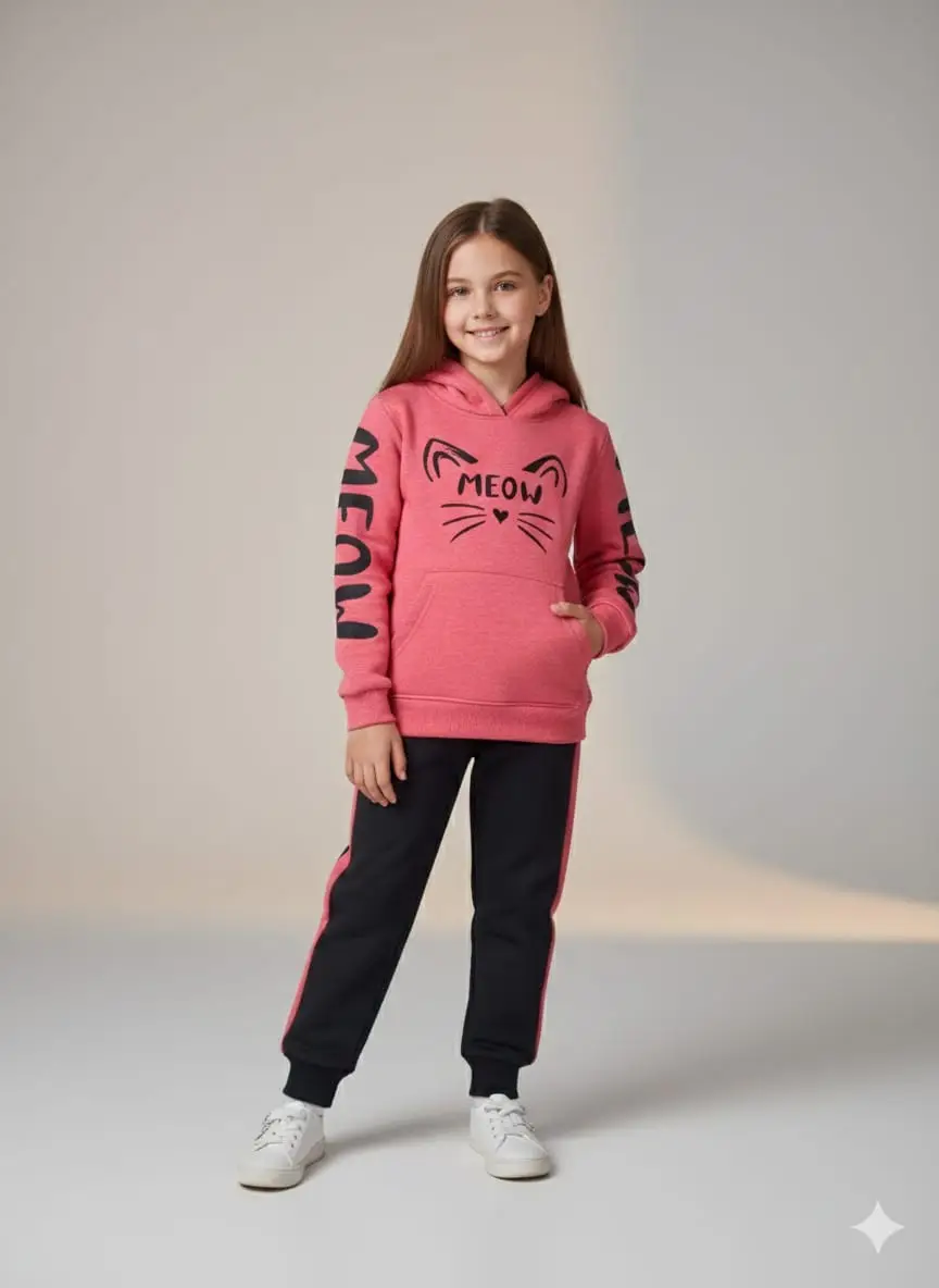 Kids' Adorable 3D Panda Hooded Fleece Tracksuit - Image 2
