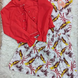 Girls Premium Imported China Summer Cotton Dress with Stylish Ruffled Jacket Set